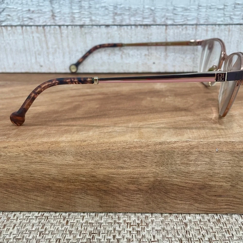 CAROLINA HERRERA VHE125K Gold Brown Pink Tortoise Square Metal FRAMES  54-15-135
